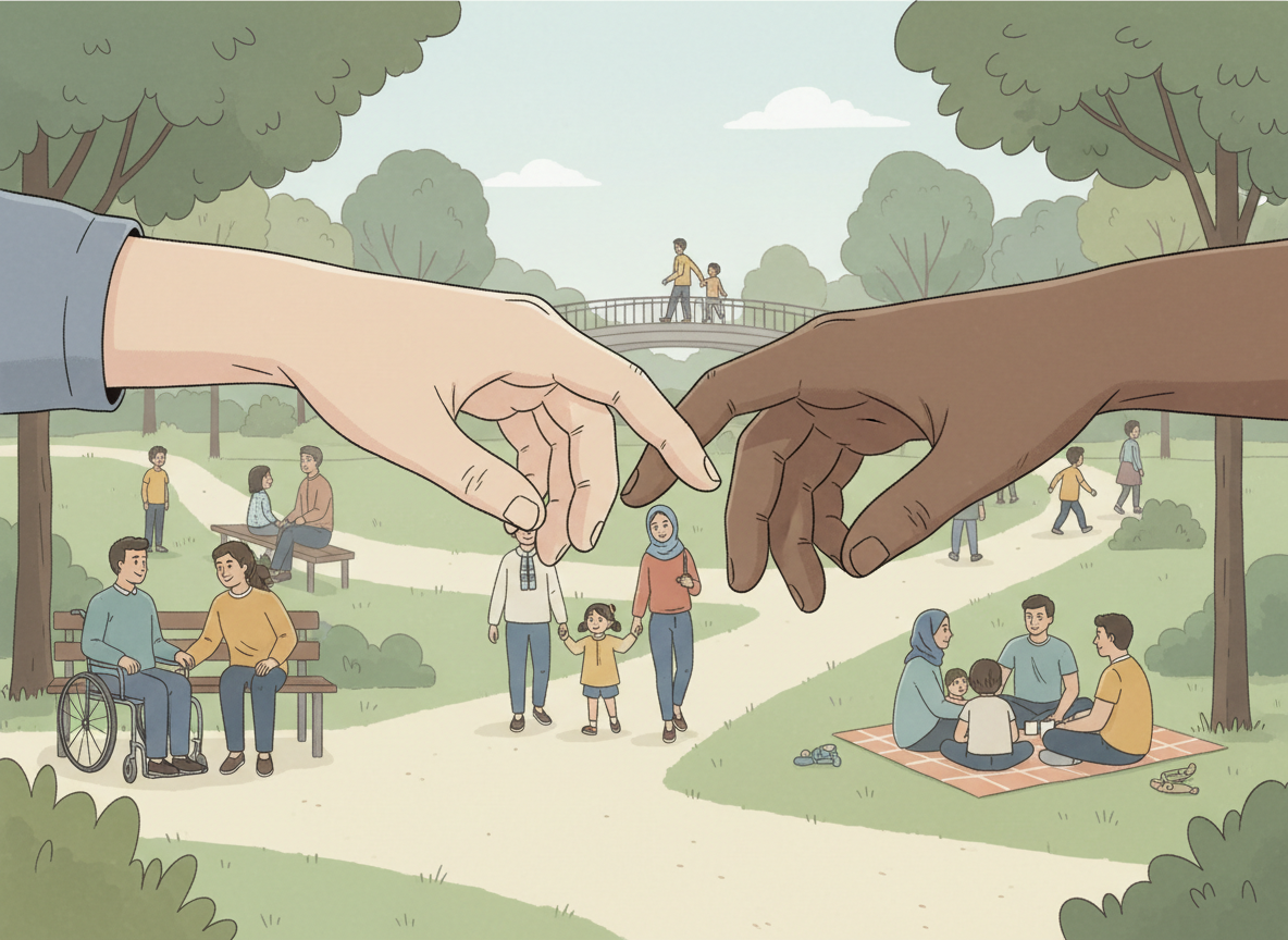 Illustration symbolisant l'inclusion et le handicap