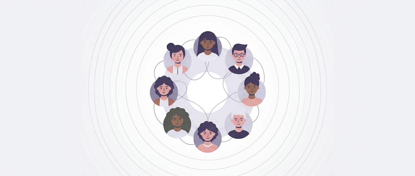 Inclusion sociale – fond supprimé Conserver exactement l’illustration vectorielle actuelle représentant plusieurs personnes reliées et réunies pour symboliser l’inclusion sociale. Supprimer uniquement le fond gris et le rendre transparent. Ne modifier ni les personnages, ni les couleurs, ni la composition, ni les proportions, ni les détails de l’illustration.